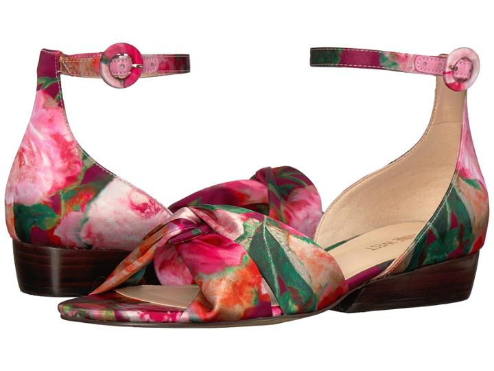Nine West Lumsi Sandal (pink Multi Water Color Floral Crystal Satin) Women's Sandals