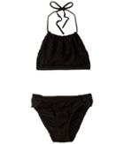 O'neill Kids Playa Halter Bikini (little Kids/big Kids) (black) Girl's Swimwear Sets