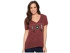 Roper 1428 Polyester Rayon Blend V-neck Top (wine) Women's Short Sleeve Pullover
