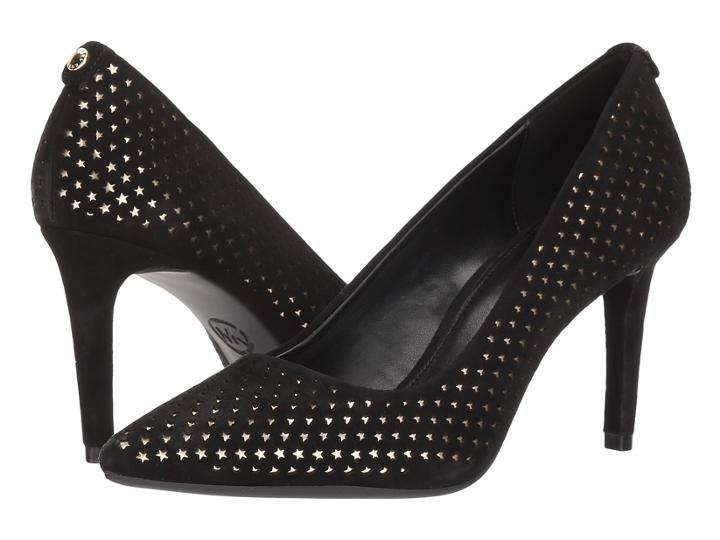 Michael Michael Kors Dorothy Flex Pump (black Kid Suede Star Perf/mirror Metallic) Women's Shoes