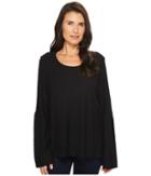 Two By Vince Camuto Bell Sleeve Cotton Modal Slub Top (rich Black) Women's Clothing