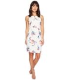 Ivanka Trump Scuba Sleeveless Sheath Dress With Hardware (ivory/multi) Women's Dress