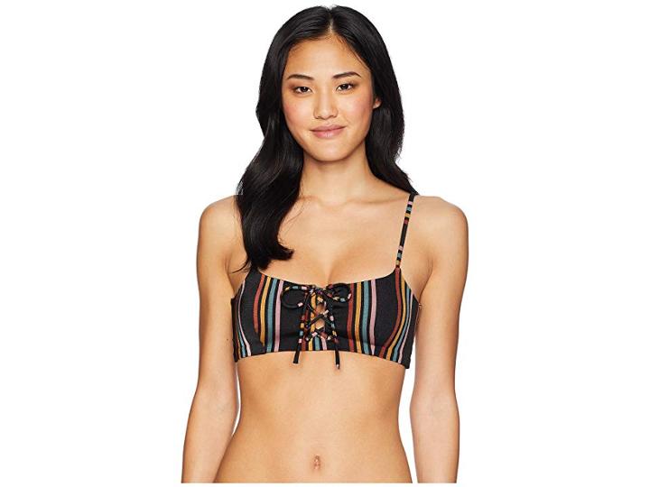 Rvca Side Line Bandeau Top (black) Women's Swimwear