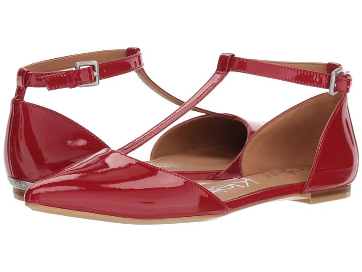 Calvin Klein Ghita Flat (crimson Red) Women's Dress Flat Shoes