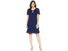 Marina Tiered Chiffon Flutter Sleeve Dress (navy) Women's Dress