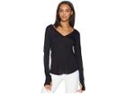 Lna Drapey Modal Long Sleeve V-neck (black) Women's Long Sleeve Pullover