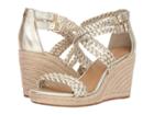 Tory Burch Bailey 2 90mm Ankle Strap Wedge Espadrille (spark Gold) Women's Shoes