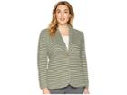 Lauren Ralph Lauren Plus Size Cotton Pique Blazer (admiral Green/mascarpone Cream) Women's Jacket