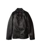 Urban Republic Kids Harry Faux Leather Biker Jacket Ribbed Shoulder (little Kids/big Kids) (black) Boy's Coat