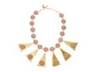 Tory Burch Triangle Stone Statement Necklace (pink Quartz/vintage Gold) Necklace