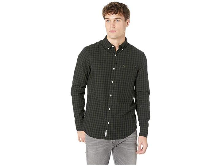 Original Penguin Long Sleeve Gingham Nep Woven Twill