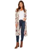Tribal Printed Floral Duster Shirt (cabernet) Women's Long Sleeve Button Up