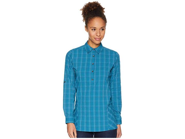 Royal Robbins Spotless Traveler Tunic (blue Coral) Women's Long Sleeve Button Up