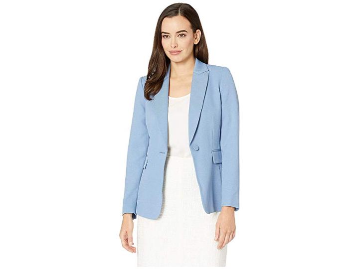 Tahari By Asl Parket Twill One-button Jacket (blue Ice) Women's Jacket