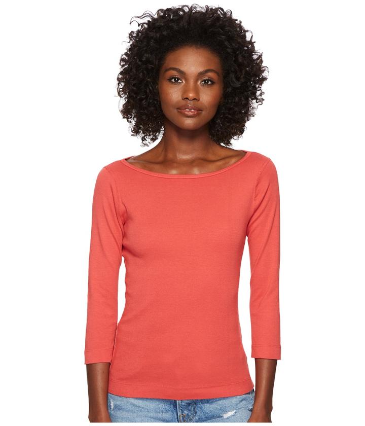 Three Dots 3/4 Sleeve British Tee (lady Apple) Women's Long Sleeve Pullover