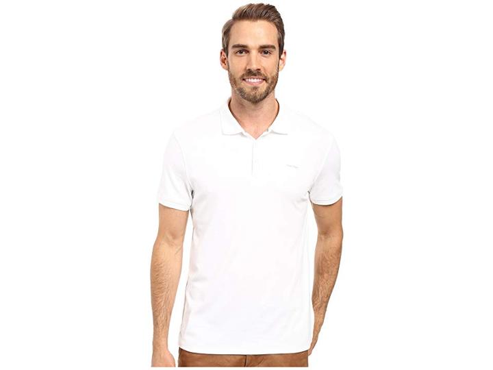 Calvin Klein Liquid Cotton Solid Short Sleeve Polo (white) Men's Short Sleeve Knit