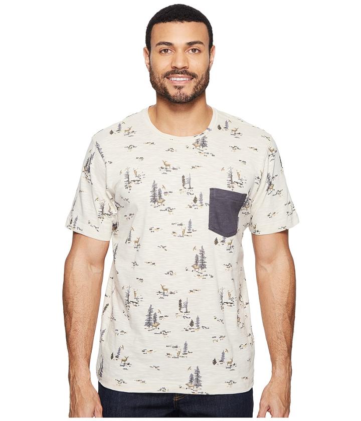 Columbia Lookout Point Pocket Tee (stone Deer Print/ Shark) Men's Short Sleeve Pullover