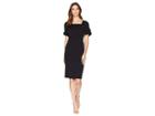 Donna Morgan Midi Length Crepe Dress With Flutter Sleeve (black) Women's Dress