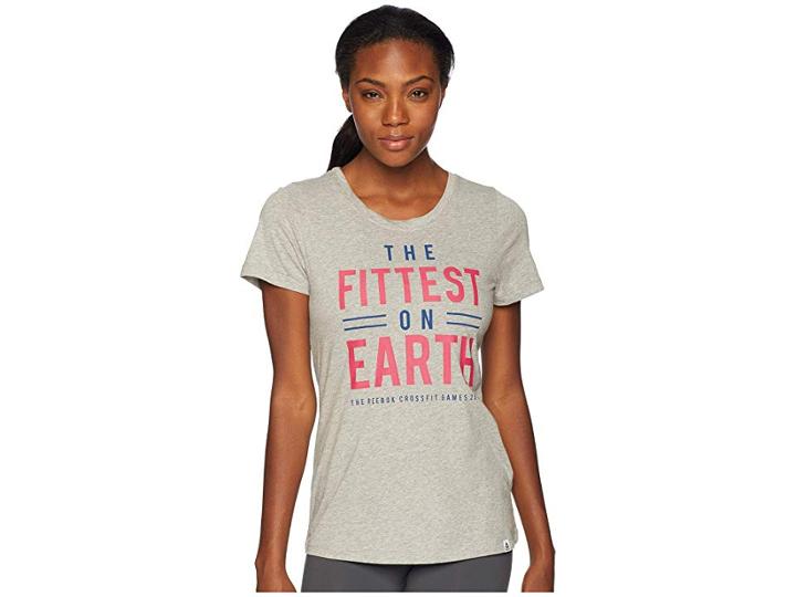 Reebok Crossfit(r) Games Fittest On Earth T-shirt (medium Grey Heather) Women's Clothing