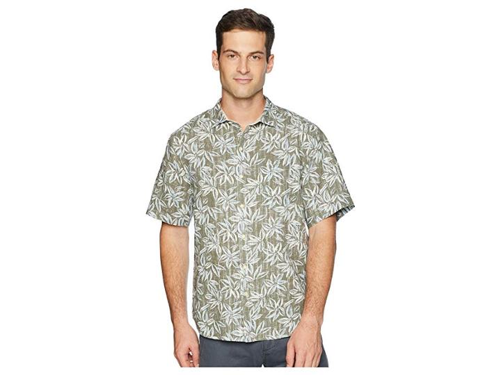 Tommy Bahama Lino Flora Linen Blend Shirt (tea Leaf) Men's Clothing