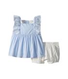 Chloe Kids Two-pieces French Embroidery Blouse/percale Shorts (infant) (denim Blue) Girl's Active Sets