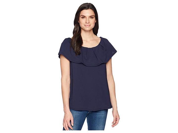 B Collection By Bobeau Marti Overlay Tee (blue Ink) Women's T Shirt