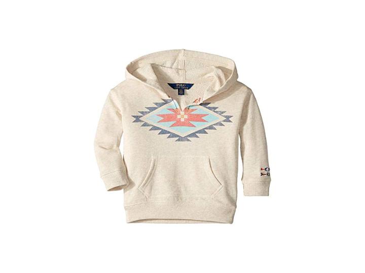 Polo Ralph Lauren Kids Cotton-blend Graphic Hoodie (toddler) (oatmeal Heather) Girl's Sweatshirt