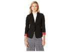 Tahari By Asl Bi-stretch Jacket With Red Roll Cuff Sleeve (black/red) Women's Coat