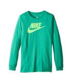 Nike Kids Sportswear Dry Futura Long Sleeve T-shirt (little Kids/big Kids) (lucid Green Heather) Boy's T Shirt