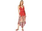 Angie Wide Leg W/ Ruffle Spaghetti Strap V-neck Jumpsuit (red) Women's Jumpsuit & Rompers One Piece