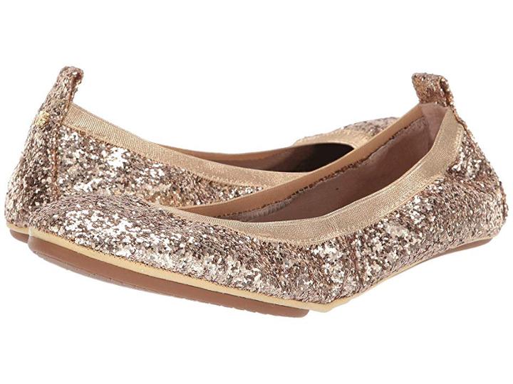 Yosi Samra Samara (champagne Glitter) Women's Flat Shoes