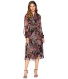 Juicy Couture Trendsetter Paisley Midi Dress (pitch Black Trend Stripe Paisley) Women's Dress