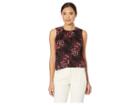 Tommy Hilfiger Printed Sleeveless Woven Top (black Multi) Women's Clothing
