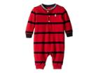 Ralph Lauren Baby Cotton Mesh Henley Coverall (infant) (park Avenue Red Multi) Boy's Jumpsuit & Rompers One Piece