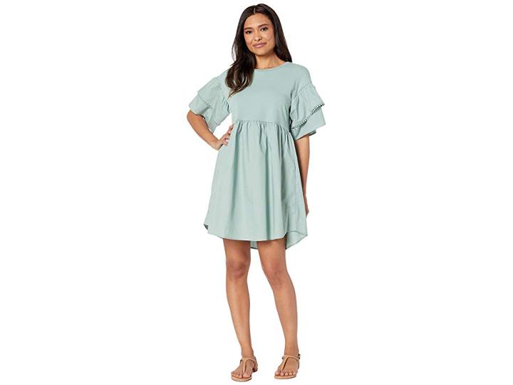 Bobeau Knit/woven Babydoll Dress (sage) Women's Dress