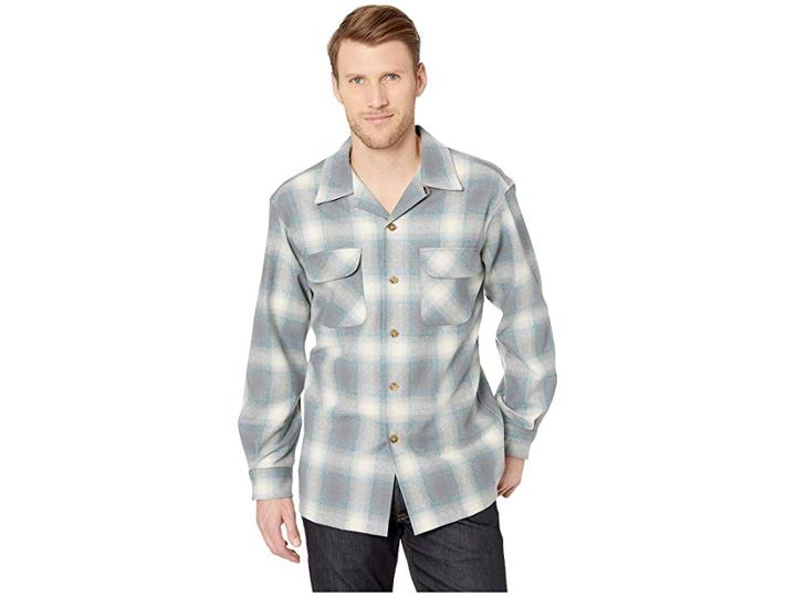 Pendleton Board Shirt Classic Fit (surf Blue/mix Grey Ombre) Men's Short Sleeve Button Up
