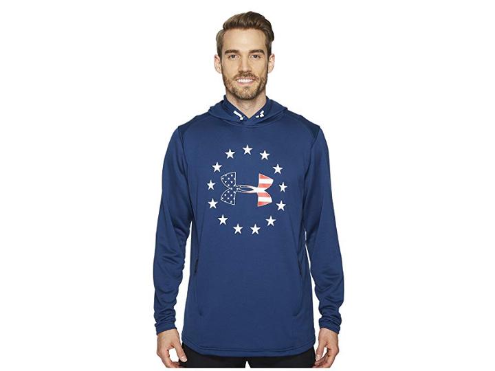 Under Armour Ua Freedom Tech Terry Hoodie (blackout Navy/white/red/white/blue) Men's Sweatshirt