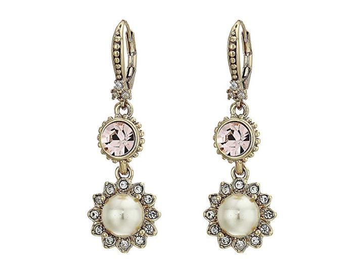 Marchesa Pearl Double Drop Earrings (gold/cream/silk) Earring