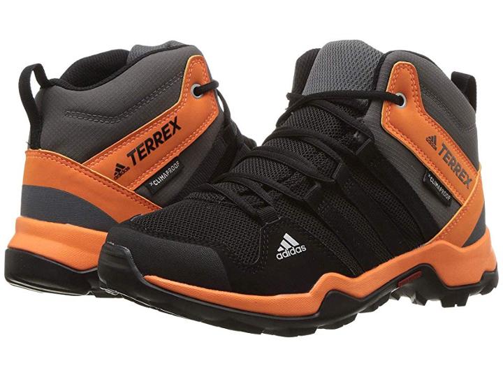 Adidas Outdoor Kids Terrex Ax2r Mid Cp (little Kid/big Kid) (black/black/hi-res Orange) Boys Shoes