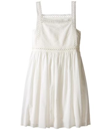 Chloe Kids Cotton Crepe Couture Dress Embroidery Under Cover (big Kids) (off-white) Girl's Dress