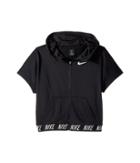 Nike Kids Dry Core Studio Short Sleeve Training Hoodie (little Kids/big Kids) (black/white) Girl's Sweatshirt