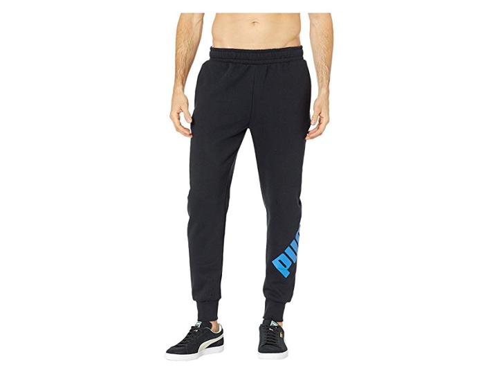 Puma Big Logo Pants (cotton Black/strong Blue) Men's Casual Pants