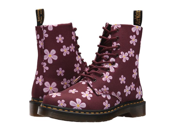 Dr. Martens Page Meadow 8-eye Boot (white Meadow/cherry Red T-canvas) Women's Lace-up Boots