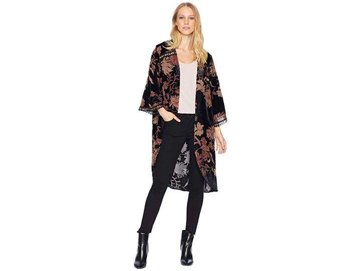 Miss Me Burnout Velvet Jacket (black) Women's Coat