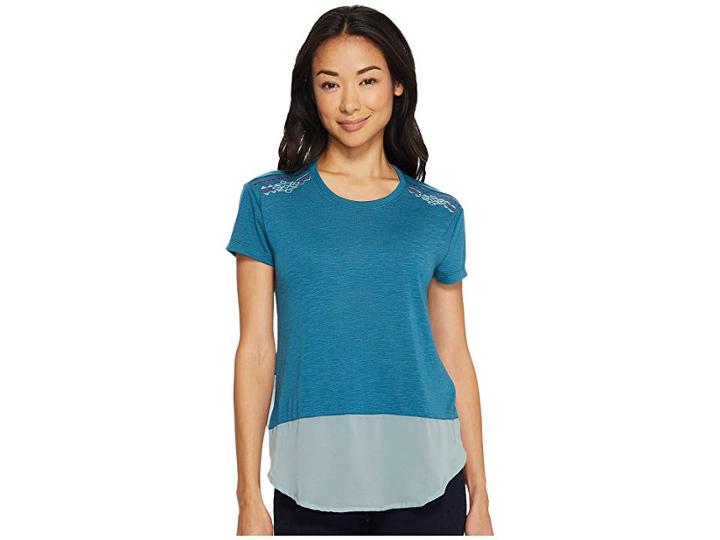 Cruel Short Sleeve Tee W/ Chiffon Bottom (teal) Women's Clothing