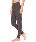 Adidas Essentials Linear Tights (dark Grey Heather/real Coral) Women's Casual Pants