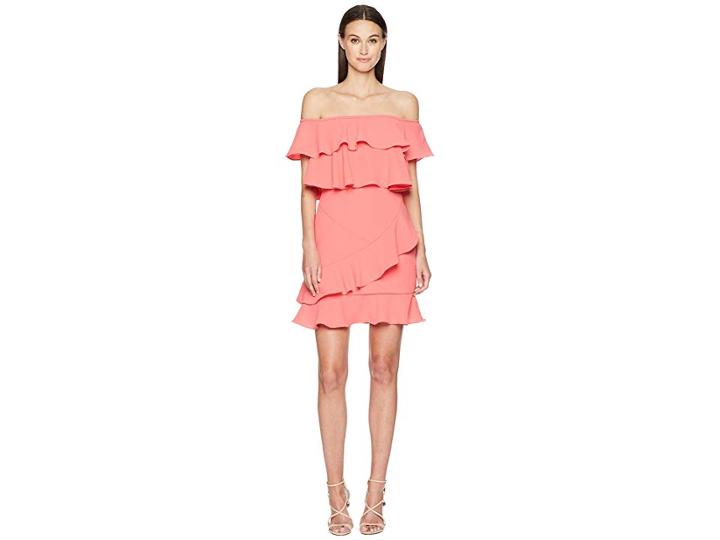 Ml Monique Lhuillier Off Shoulder Ruffle Dress (pink) Women's Dress