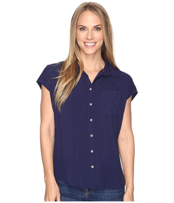 U.s. Polo Assn. Short Dolman Sleeve Challis Blouse (tribal Navy) Women's Blouse