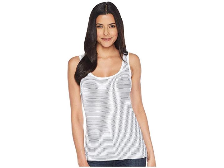 Lauren Ralph Lauren Ribbed Stretch Cotton Tank Top (white/true Sapphire) Women's Sleeveless