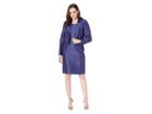 Le Suit Shiny Kiss Front Jacket With Notch Collar And Sheath Dress (navy) Women's Suits Sets